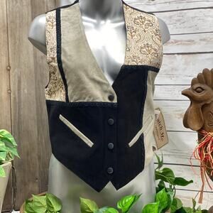 Katch Me Western Retro NWT Cowboy Throwback Vintage Suede Leather Biker Vest M Q